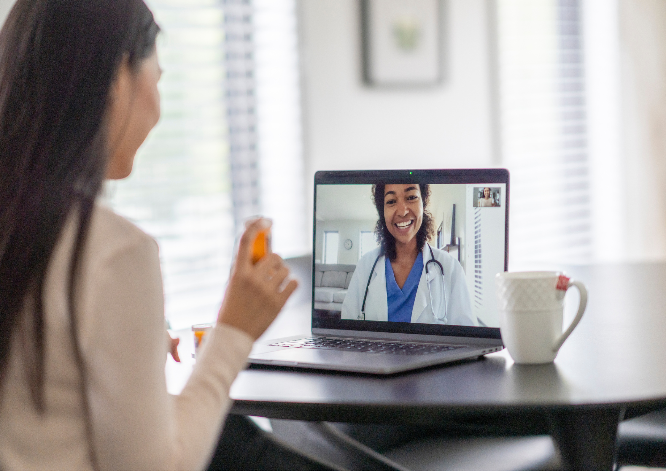 participant using telehealth in a virtual clinical trial
