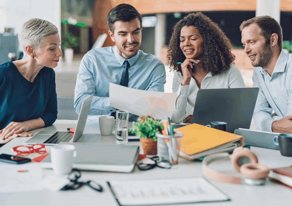 Volunteers learning about clinical trial participation
