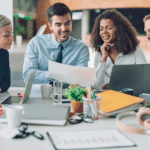 Volunteers learning about clinical trial participation